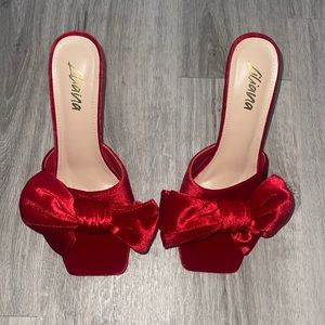 Red Velvet Bow Tie Heels